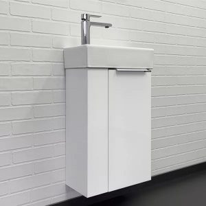 Тумба подвесная Comforty Асти 41,5 с раковиной 9140 Белый глянцевый 00-00012835CF