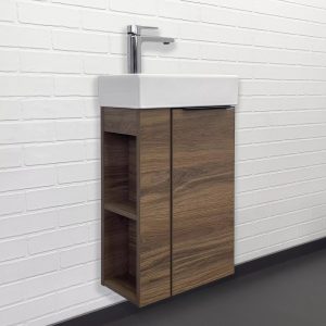 Тумба подвесная Comforty Матэ 42 с раковиной 9140 Дуб тёмно-коричневый 00-00015325CF