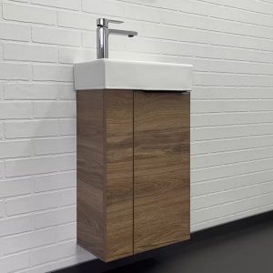 Тумба подвесная Comforty Асти 42 с раковиной 9140 Дуб тёмно-коричневый 00-00015420CF