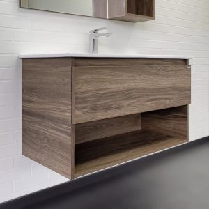 Тумба подвесная Comforty Бордо 91 с раковиной 9090M Дуб тёмно-коричневый 00-00019288CF