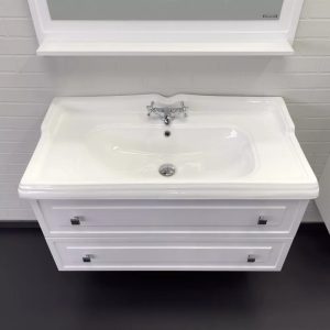 Тумба подвесная Comforty Феррара 100 с раковиной 3310 Белый глянцевый 00-00020308CF