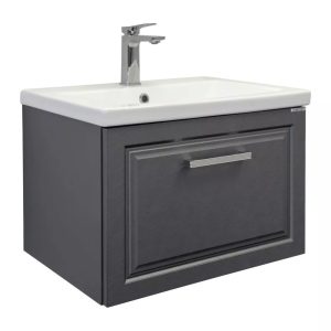 Тумба подвесная Comforty Бросно 60 с раковиной Como 60 Оружейная сталь 00-00020428CF