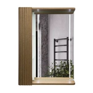 Шкаф зеркальный Comforty Ангара 60 LED-подсветка Дуб тёмно-коричневый 00-00020688CF