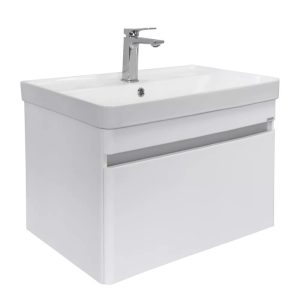 Тумба подвесная Comforty Валдай 71 с раковиной 4470 Белый матовый / Дуб светлый 00-00020837CF