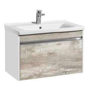 Тумба подвесная Aquaton Капри 80 с раковиной Миранда Бетон пайн 1A2302K1KPDA0