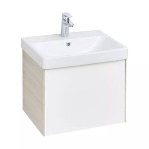 Тумба подвесная Aquaton Асти 55 с раковиной Адриана Белый / Ясень шимо 1A2631K0AXD70