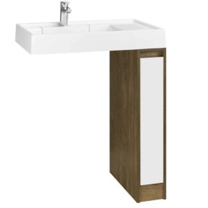 Тумба под стиральную машину напольная Aquaton Лондри 18 Дуб Кантри / Белый 1A2671K2LHDY0