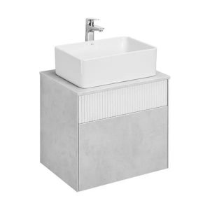 Тумба подвесная Aquaton Марбл 60 с раковиной Mila Слэйт / Белый матовый 1A2761K1MH4C0