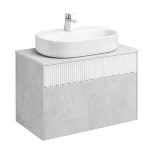 Тумба подвесная Aquaton Марбл 80 с раковиной Одри Round Слэйт / Белый матовый 1A2762K3MH4C0