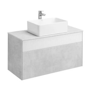 Тумба подвесная Aquaton Марбл 100 с раковиной Mila Слэйт / Белый матовый 1A2763K1MH4C0