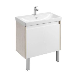 Тумба напольная Aquaton Сканди Doors 80 с раковиной Адриана Белый / Дуб верона 1A2829K0SDB20