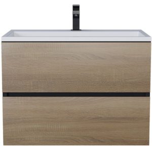 Тумба подвесная Uperwood Barsa 70 с раковиной Черный / Дуб сонома 293020547