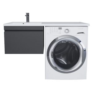 Тумба подвесная Uperwood Magenta 120 под стиральную машину левая с раковиной Черный матовый 51930205155