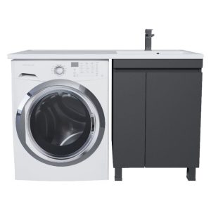 Тумба напольная Uperwood Magenta 120 под стиральную машину правая с раковиной Черный матовый 52930205158