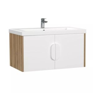 Тумба подвесная Cersanit Como 80 Белый / Орех 69339