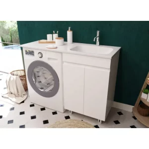 Тумба напольная Эстет Barcelona Luxe под стиральную машину 55 с раковиной Белый ФР-00007066