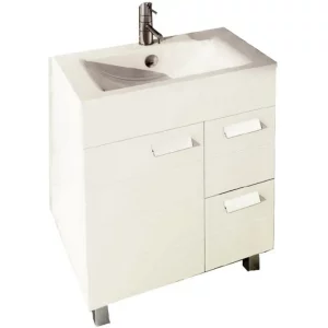 Тумба напольная Comforty Модена 75 + раковина Белый глянец 00-00001643CF