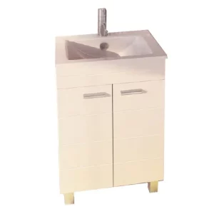 Тумба напольная Comforty Модена 61 + раковина Белый глянец 00-00001642CF