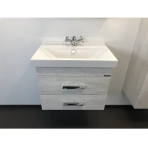 Тумба подвесная Comforty Никосия 60 + раковина Дуб белый 00004138879CF