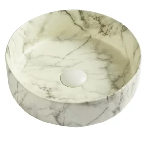 Раковина накладная Azario AZ 34,6х34,6 Белый мрамор AZ-3134-ST SP