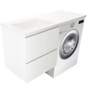 Тумба подвесная Эстет Dallas Luxe под стиральную машину 140 с раковиной Белый ФР-00002923