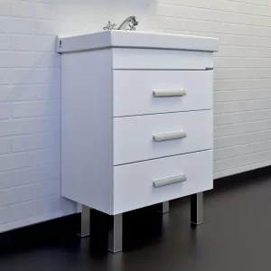 Тумба напольная Comforty Никосия 60 + раковина Белый глянцевый 00-00011160CF