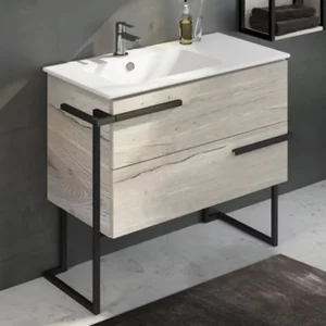 Тумба напольная Comforty Дюссельдорф 91 + раковина Дуб дымчатый 00-00004093CF