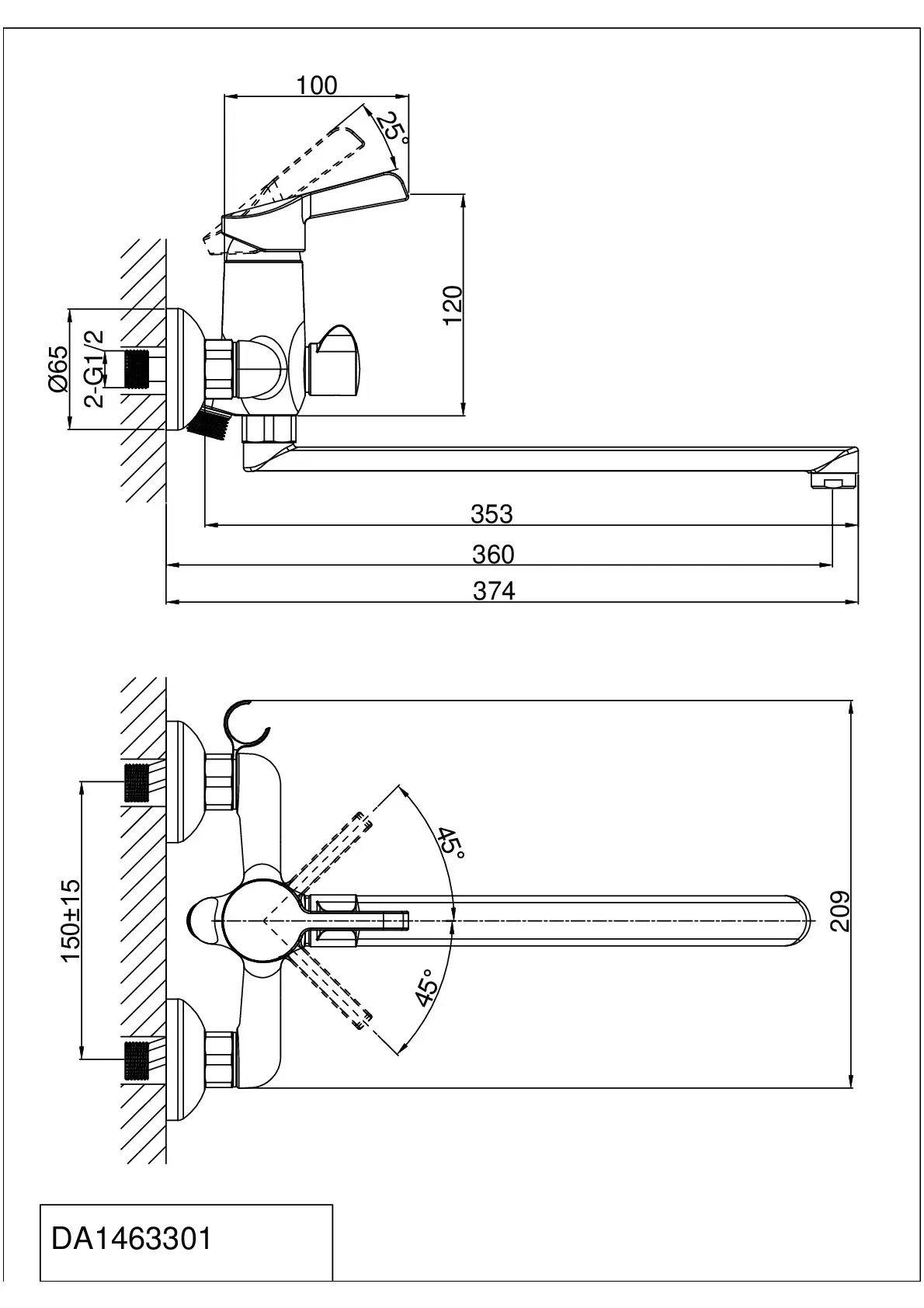 Смеситель для ванны длинный излив D&K Rhein.Schiller DA1463301 Смеситель для ванны длинный излив D&K Rhein.Schiller DA1463301 — изображение 2