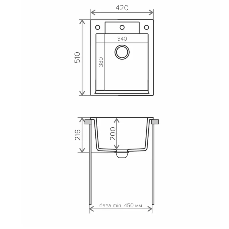 Мойка кухонная Polygran Argo 42 627352 Песочный Мойка кухонная Polygran Argo 42 627352 Песочный — изображение 3