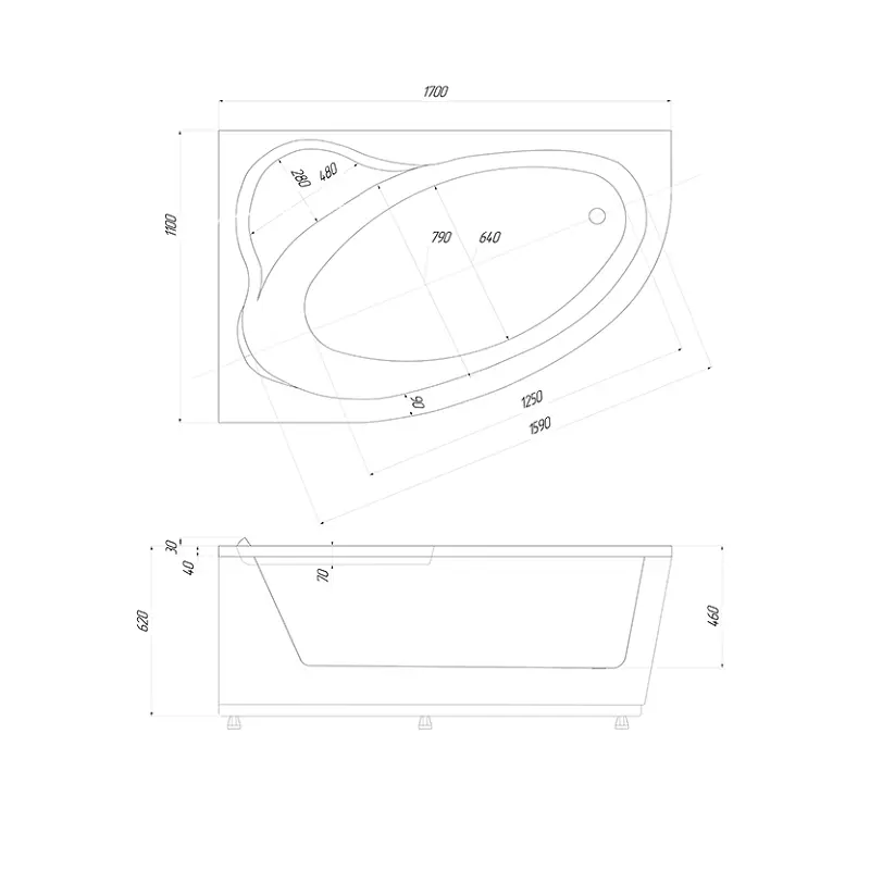 Ванна акриловая Aquatek Фиджи 170х110 левая Белый FID170-0000001 Ванна акриловая Aquatek Фиджи 170х110 левая Белый FID170-0000001 — изображение 4