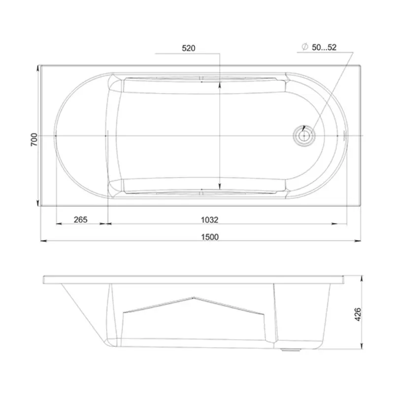Ванна акриловая Viant Венеция 150х70 Белый VVAVE15070 Ванна акриловая Viant Венеция 150х70 Белый VVAVE15070 — изображение 3