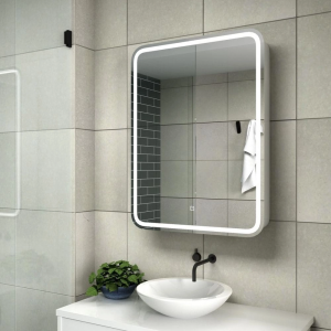 Шкаф зеркальный Агата Elliott 60 левый с сенсором и розеткой Белый МВК015