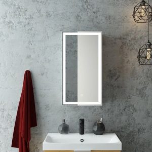 Шкаф зеркальный Агата Allure 35 левый с сенсором и розеткой Белый МВК055