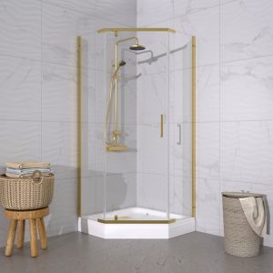 Душевой уголок Triton Дека 90х90 с поддоном А Золото / Прозрачное Щ0000073923