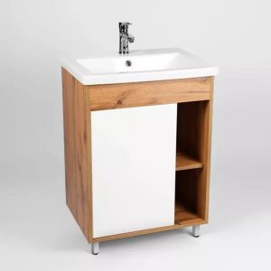 Тумба напольная Viant Бостон 60 с раковиной Como Белый / Дуб Вотан VBOS60CO-T1ST