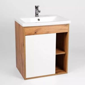 Тумба подвесная Viant Бостон 60 с раковиной Como Белый / Дуб Вотан VBOS60CO-T1STP