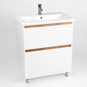 Тумба напольная Viant Мальта 70 с раковиной Como Белый / Дуб Вотан VMAL70CO-T2Y