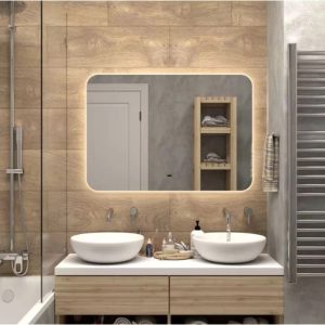 Зеркало Агата Burzhe 100 с бесконтактным сенсором, часами и холодной подсветкой ЗЛП5064